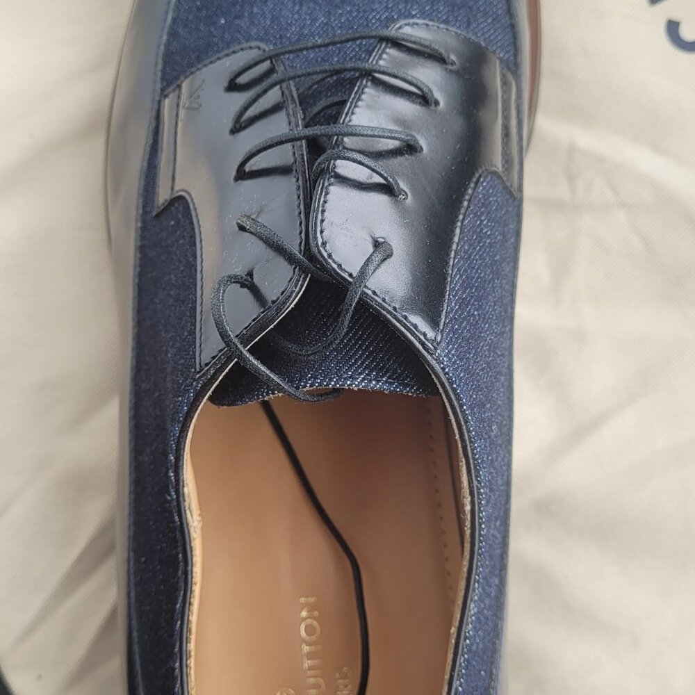 Louis Vuitton BRAND NEW Men's leather NAVY BLUE shoes - size 11